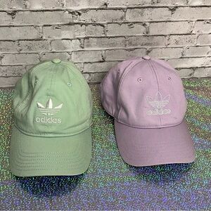 Adidas Women's Adjustable Hats OSFW Lot of 2 Logo Green Purple Caps